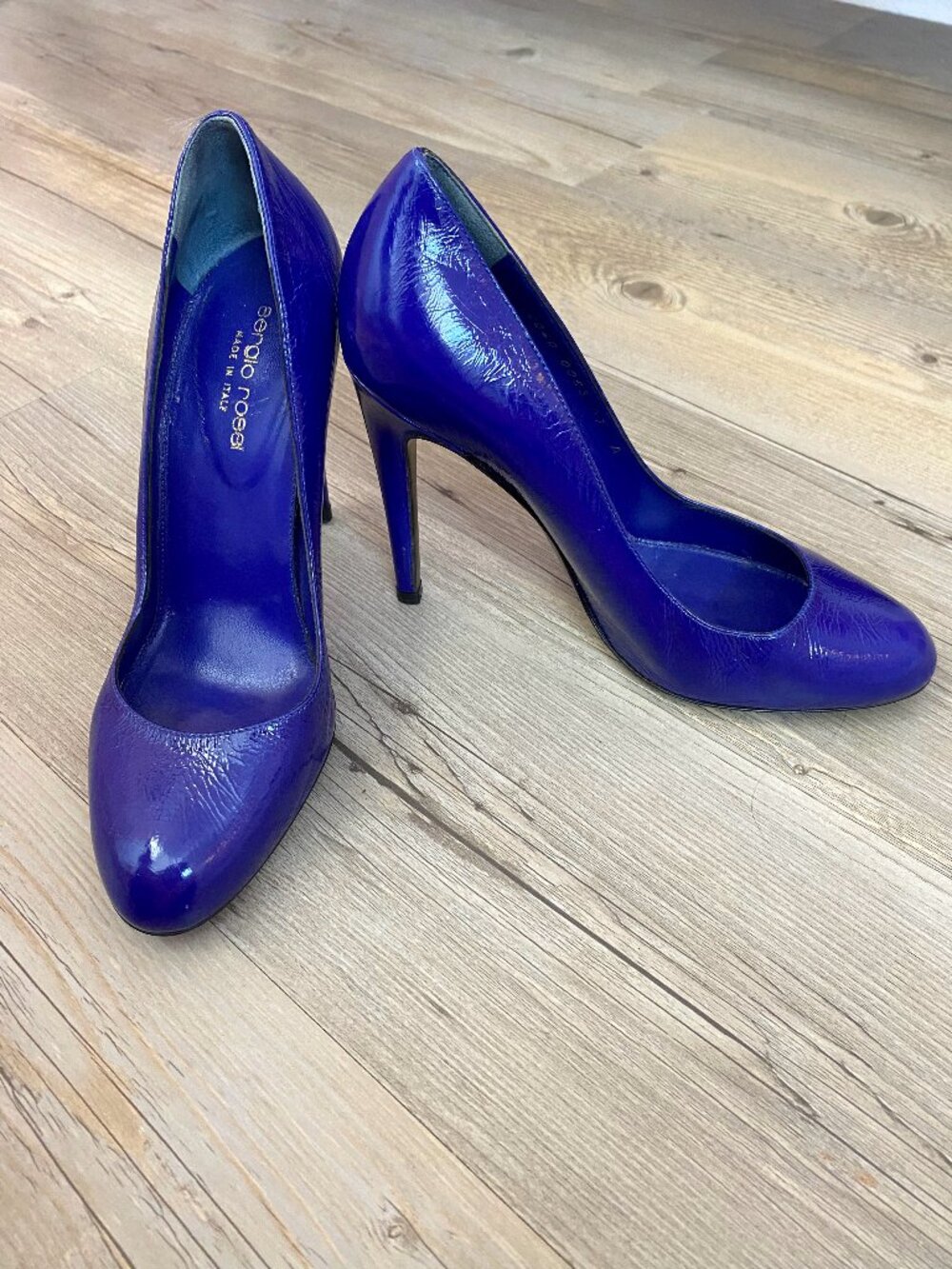 Sergio Rossi Royal Blue Leather Stiletto Heels - Size 37